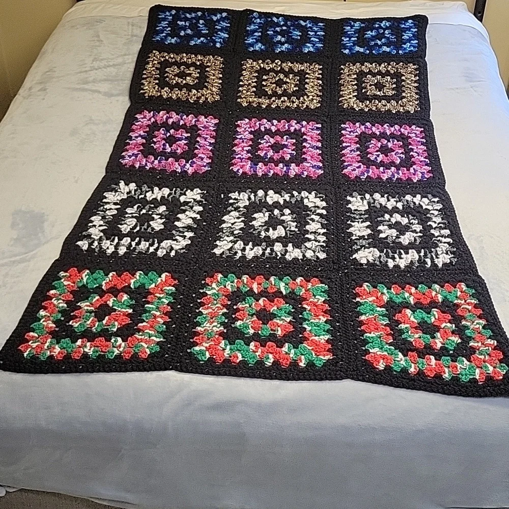 Granny Square Crochet Blanket, 65